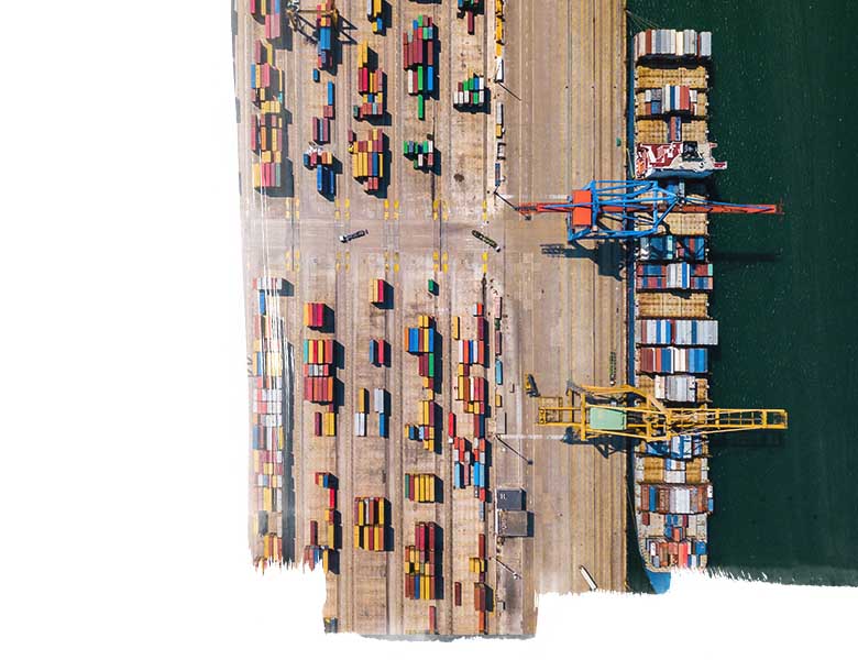 Aerial image of a container yard